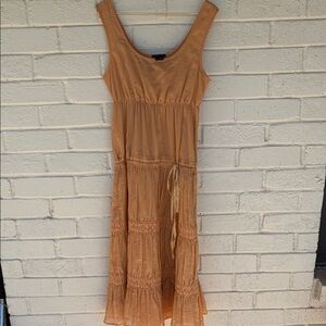 Theory Tiered Ruffle Empire Waist Cotton Midi Dress P